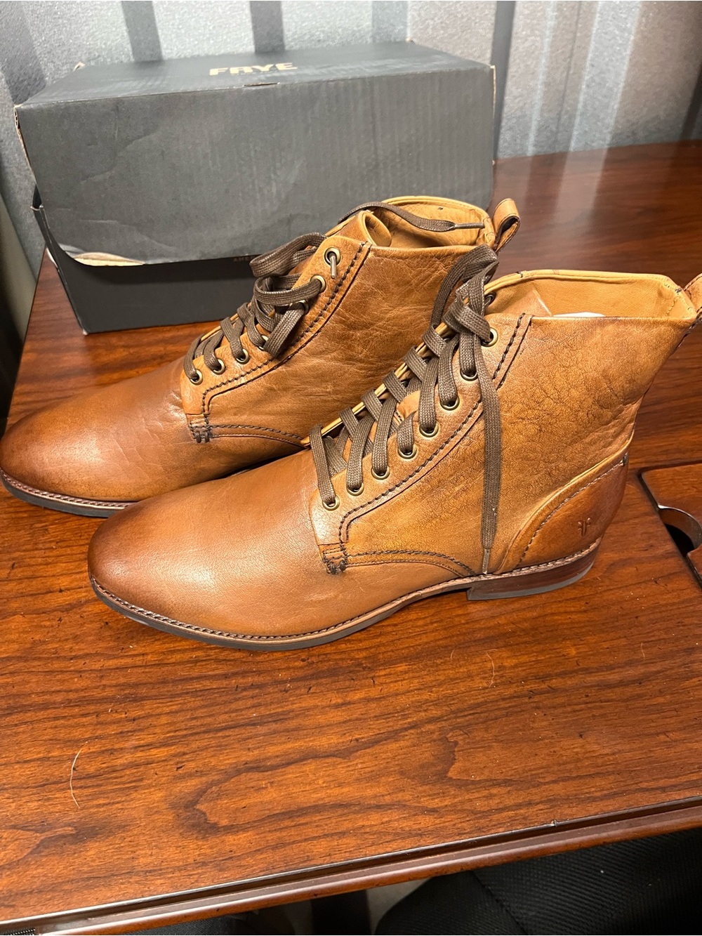 Men's Frye Tan Leather Lace-Up Boots